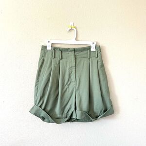 Elizabeth and James Olive Pleated Shorts